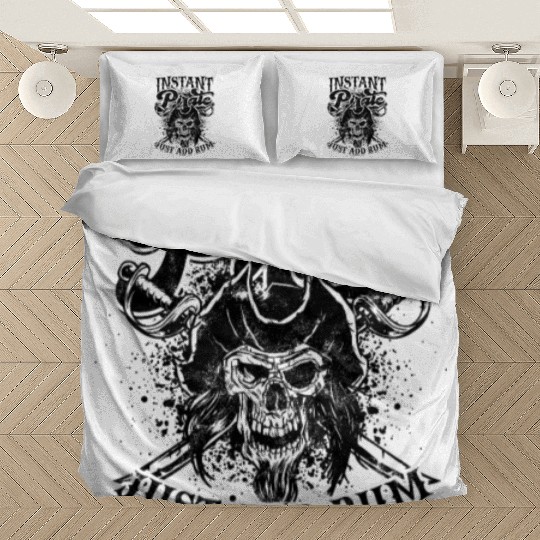 Instant pirate just add rum - skeleton Bedding Sets