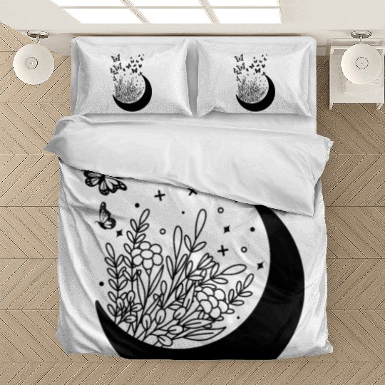 moon flowers butterflies Bedding Sets