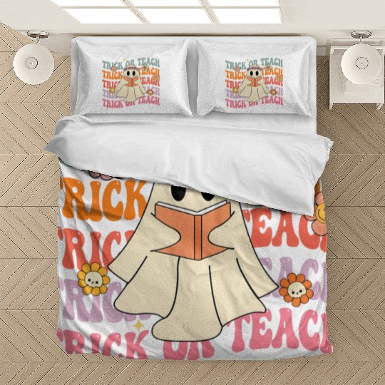 Groovy Trick or Teach Boo Ghost Pre-K Teacher Life Bedding Sets