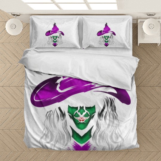 Evil Witch With Green Skin And Purple Hat For Bedding Sets