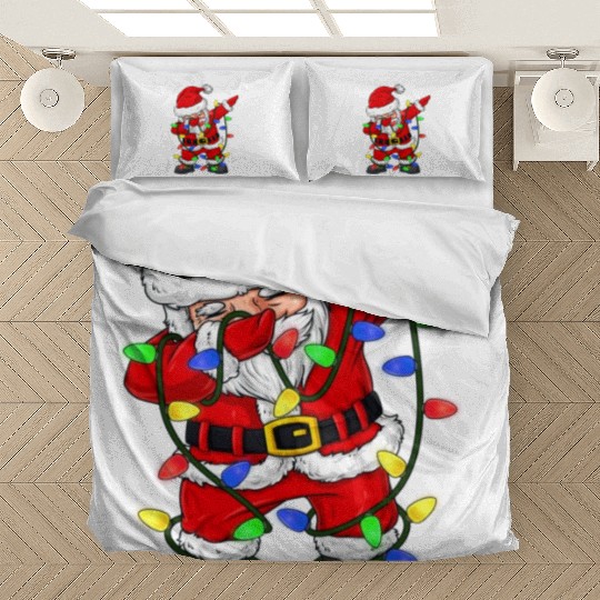 Dabbing Santa Claus Christmas Tree Lights Boys Kid Bedding Sets