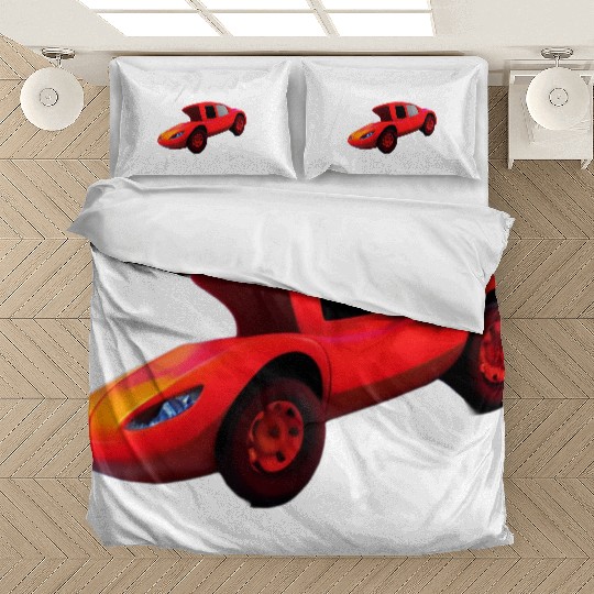 Funny cartoon car 3d . Bedding Sets
