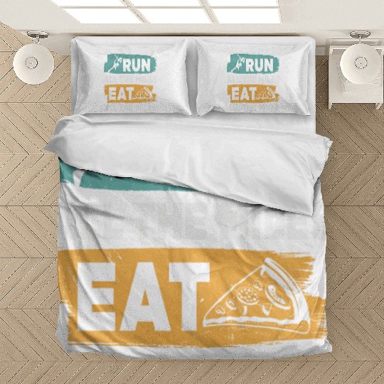Run All The Miles Eat All The Pizza Funny Quotes Bedding Sets