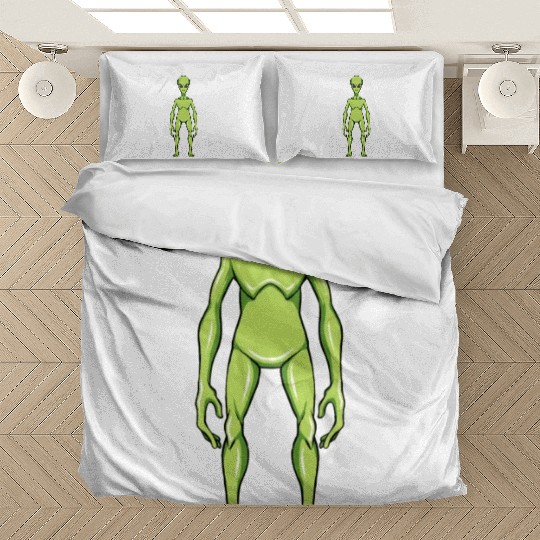 green alien, alien Bedding Sets