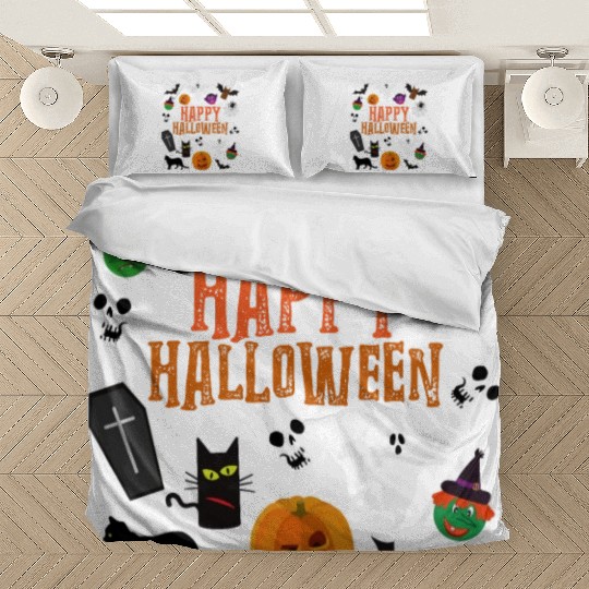 Pumpkin Lantern Skull Ghost Happy Halloween Bedding Sets