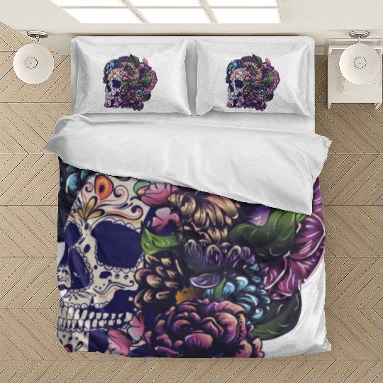 Halloween Sugar Skull And Flowers Bedding Sets
