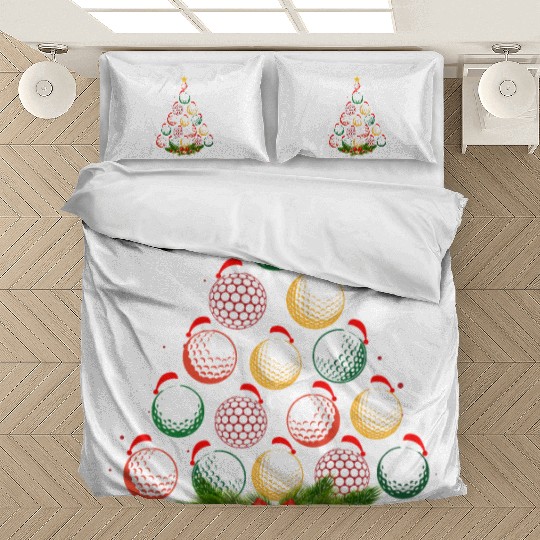 Matching Christmas Pajama Golf Balls Xmas Tree Bedding Sets
