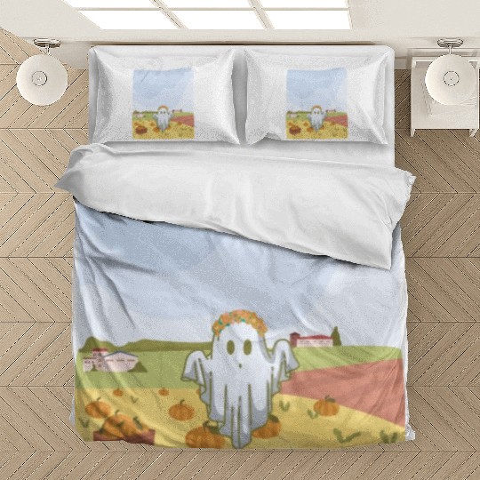Retro Pumpkin Farm Ghost For A Trick Or Treat Bedding Sets