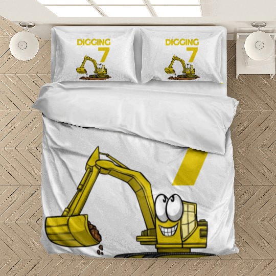 Excavator Driver Digging Into 7 Birthday Excavator Bedding Sets
