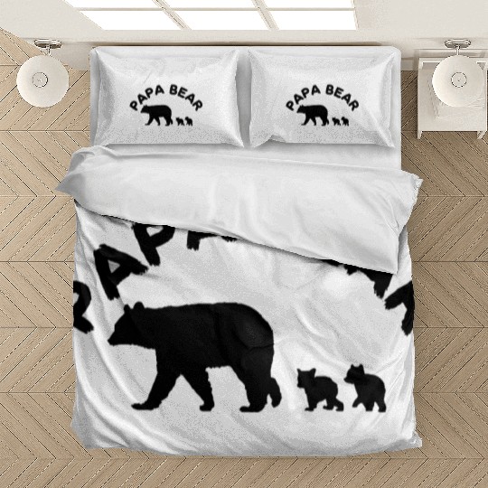 Papa Bear With 2 Two Cubs Dad Father Bedding Sets