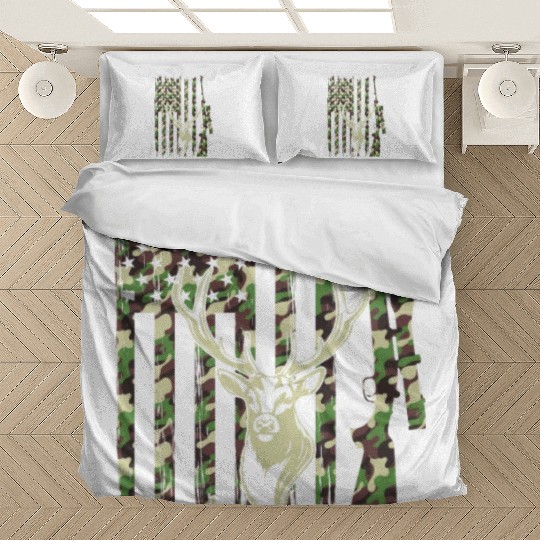 Deer Hunter Camouflage Flag Deer Head - Deer Hunti Bedding Sets