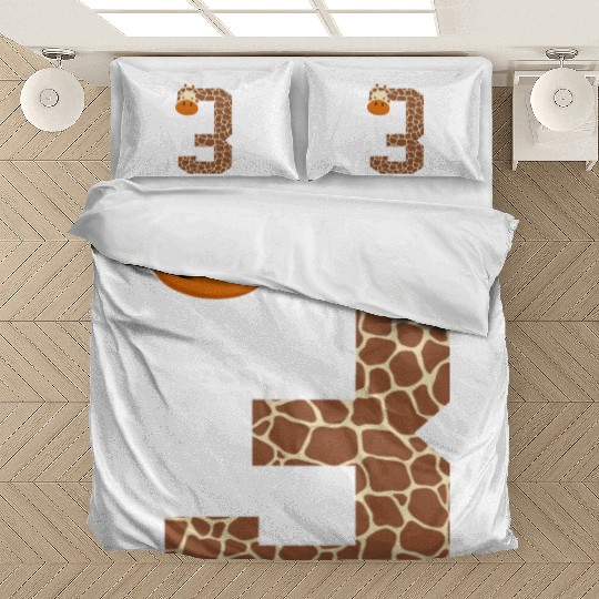Number 3 Giraffe Spots Giraffe 3rd Birthday Outfit Bedding Sets