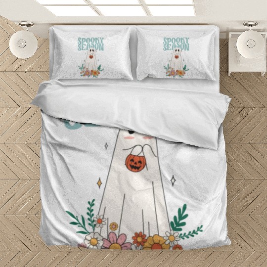 Funny Floral Ghost Halloween Spooky Season Bedding Sets
