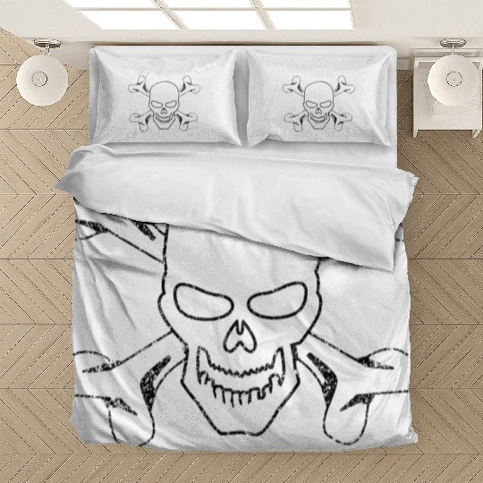 Plain Vintage Skull And Crossbones Bedding Sets