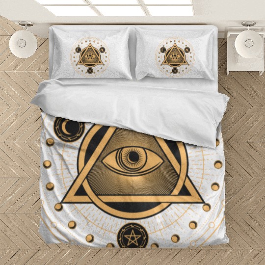 Rune Alchemy Circle with All Seeing Witchcraft Eye Bedding Sets