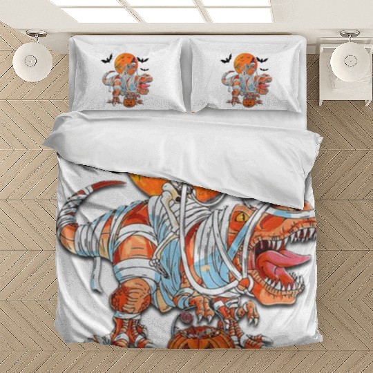 Skeleton Riding Mummy Dinosaurs T Rex Halloween Bedding Sets