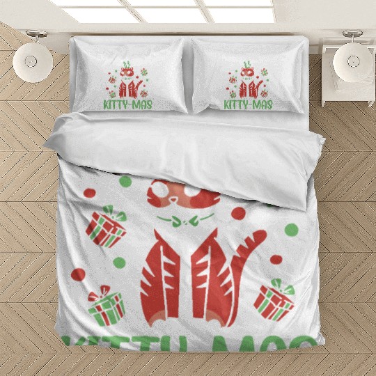 Merry Kitty-mas Christmas Day Cat Lover Kitty Meow Bedding Sets