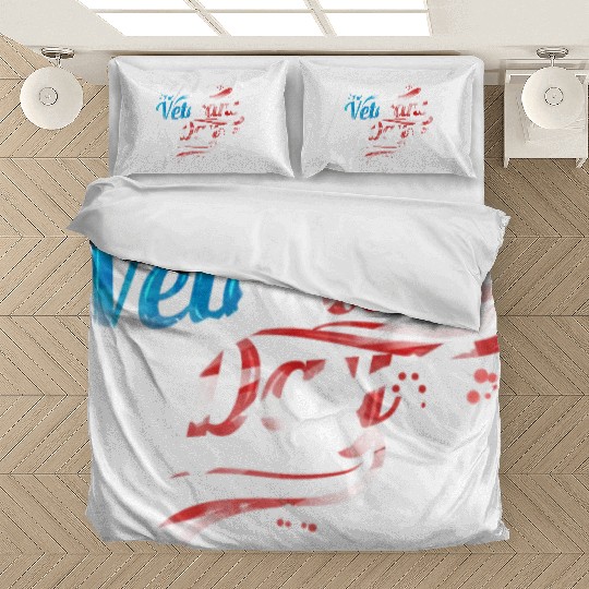 US Flag Colored Logo For Veterans Day Bedding Sets