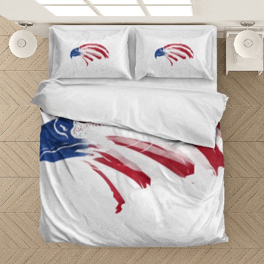 Bald Eagle US Flag Colors Patriotic 4th Of July Bedding Sets