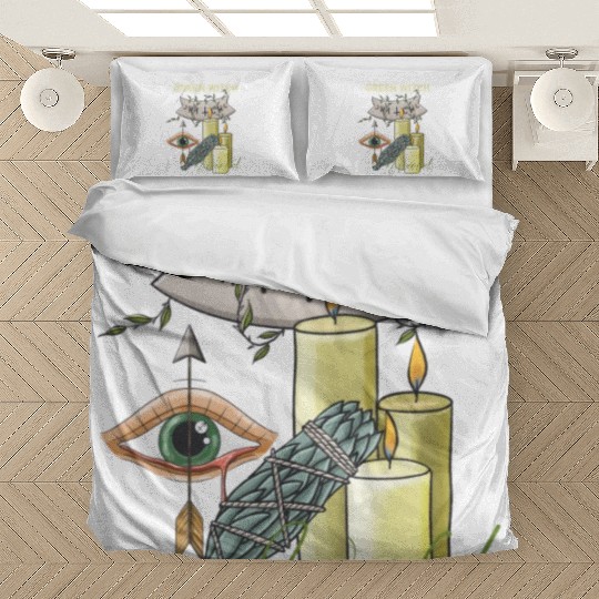 Retro Green Witch World Halloween Bedding Sets