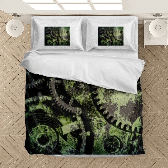 Clock Mechanism Copper Oxide Steampunk Abstract Bedding Sets