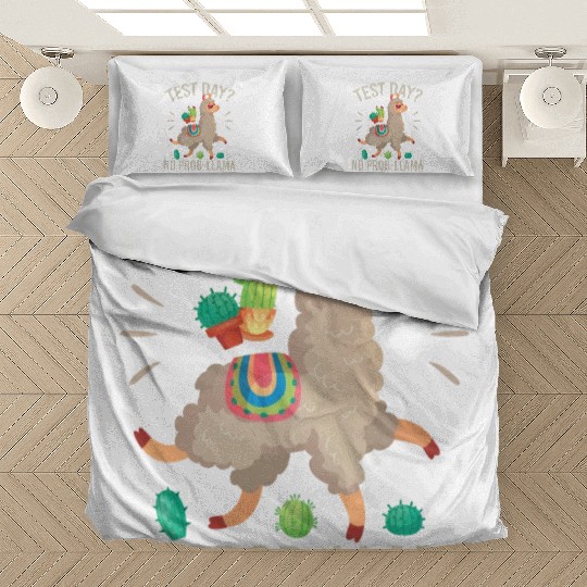 Test Day No Prob llama Funny Students Teacher Bedding Sets