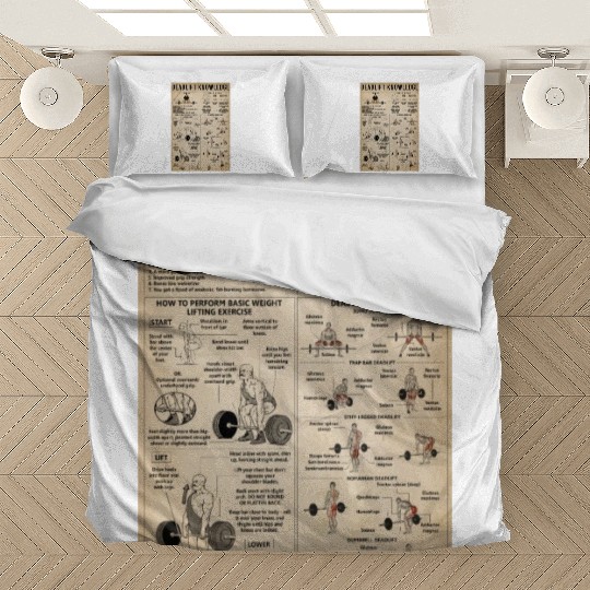 Deadlift Knowledge Poster, Deadlift Lover Gift Bedding Sets