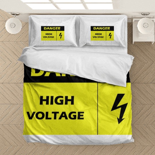 Danger Electrical Hazard Yellow warning Label Bedding Sets