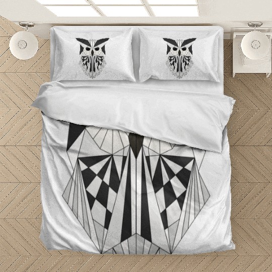 White owl geometrical Bedding Sets