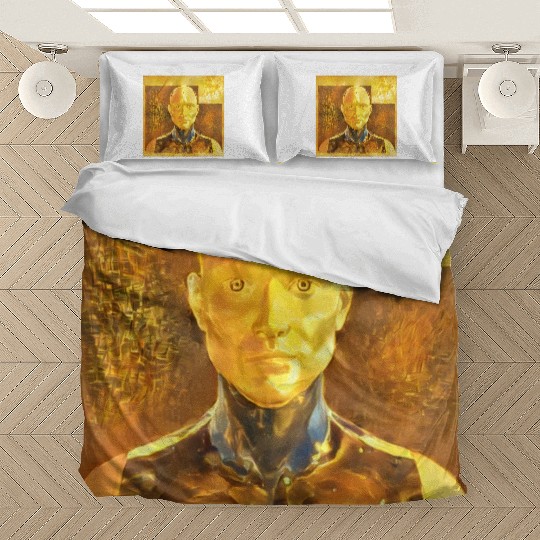 Golden Android Confused and Concerned Abstract Bedding Sets