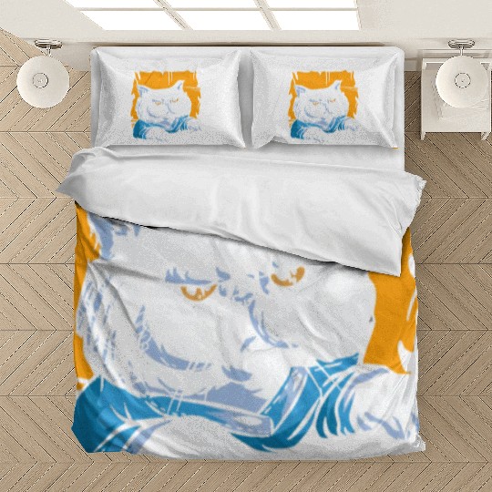 Stylish Nerd Persian Cat Beanie Glasses Tattoo Bedding Sets