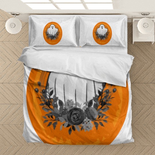 Halloween Theme Cute Ghost Floral Coffee Lover Bedding Sets