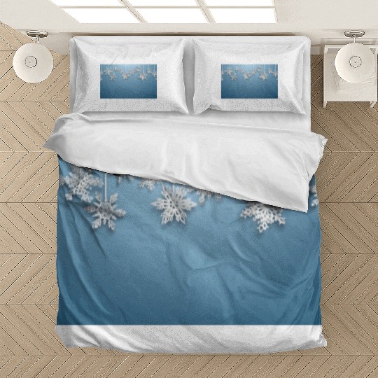 Elegant Hanging Snowflakes Light Blue Bedding Sets