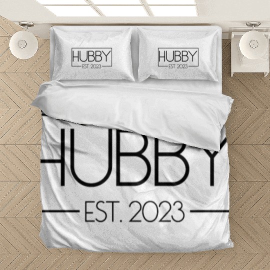 Hubby Est. 2023 Matching Couple Newlywed Marriedma Bedding Sets