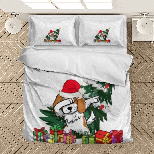 Saint Bernard Christmas Dabbing Santa Xmas Pajama Bedding Sets