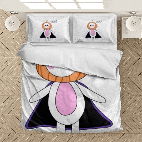 cute cat in halloween melon costume Bedding Sets