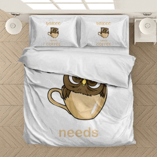Cute Coffee Lover Owl In A Coffee Cup Bedding Sets