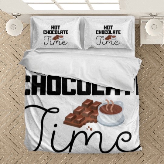 Cute winter quotes - hot chocolate time Bedding Sets