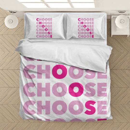 Choose Typography Pink Retro 80s 90s Vintage Bedding Sets