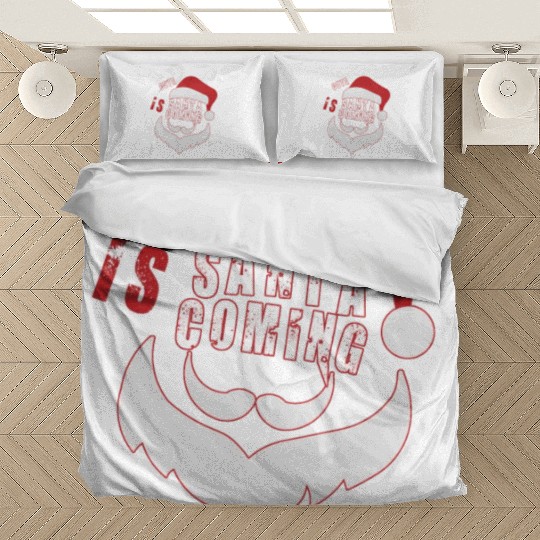 Christmas Cute Santa Is Coming Santa Candy Cane Bedding Sets