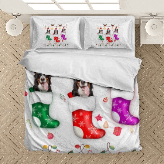 Bernese Mountain Dog Christmas Lights Gift Xmas Bedding Sets