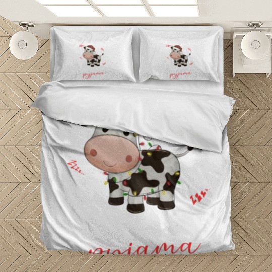 Winter Christmas Pyjama Cow Bedding Sets