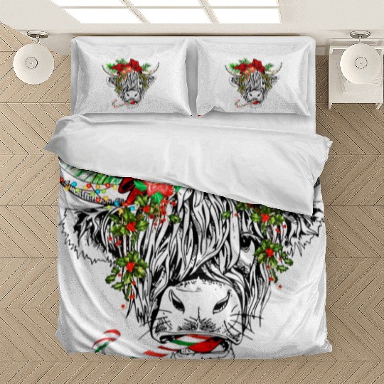 Christmas Highland Cow Merry Christmas Bedding Sets