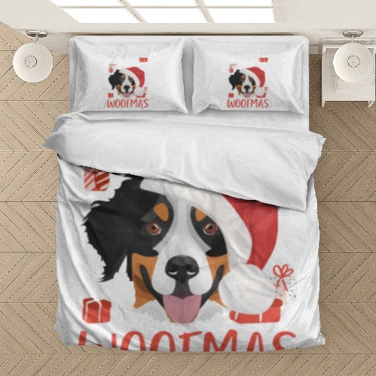 Bernese Mountain Dog Merry Christmas Bedding Sets