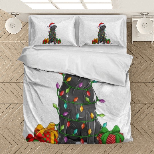Black Lab Labrador Christmas Lights Pajama Dog Bedding Sets