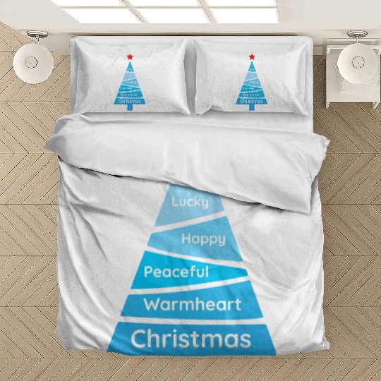 Minimalist Light Blue Christmas Pine Bedding Sets