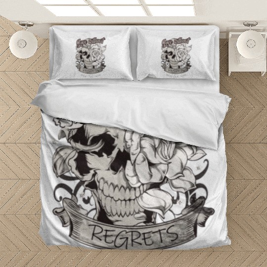 Love With No Regrets Skull With Roses Gift Bedding Sets