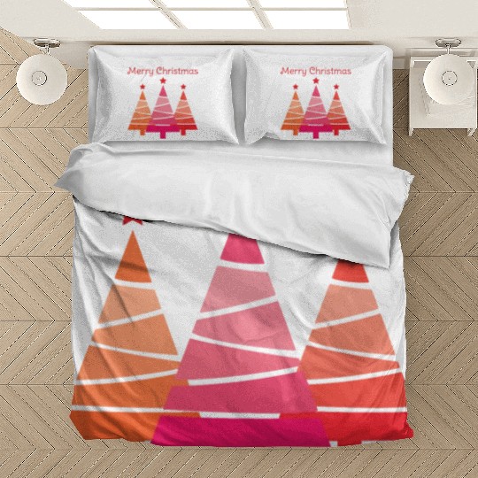 Minimalist Merry Christmas Pines Bedding Sets