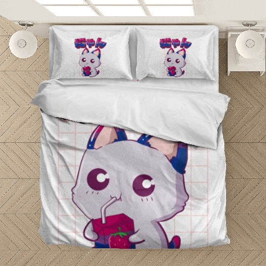 Bisexual Pride Bi Kawaii Cat Strawberry Milk Bisex Bedding Sets