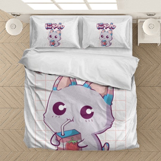 Transgender Pride Kawaii Cat Strawberry Milk Trans Bedding Sets